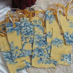 8 belles étiquettes volantes pour cadeaux en tissu de lin // Décoration d'intérieur pour panier de textiles vintage originale faite à la main // Beaucoup d'autres dans ma boutique * Prêt à expédier *