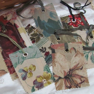 6 belles étiquettes volantes pour cadeaux en tissu floral // Décoration d'intérieur pour panier de textiles vintage originale faite main // Beaucoup d'autres dans ma boutique * Prêt à expédier *
