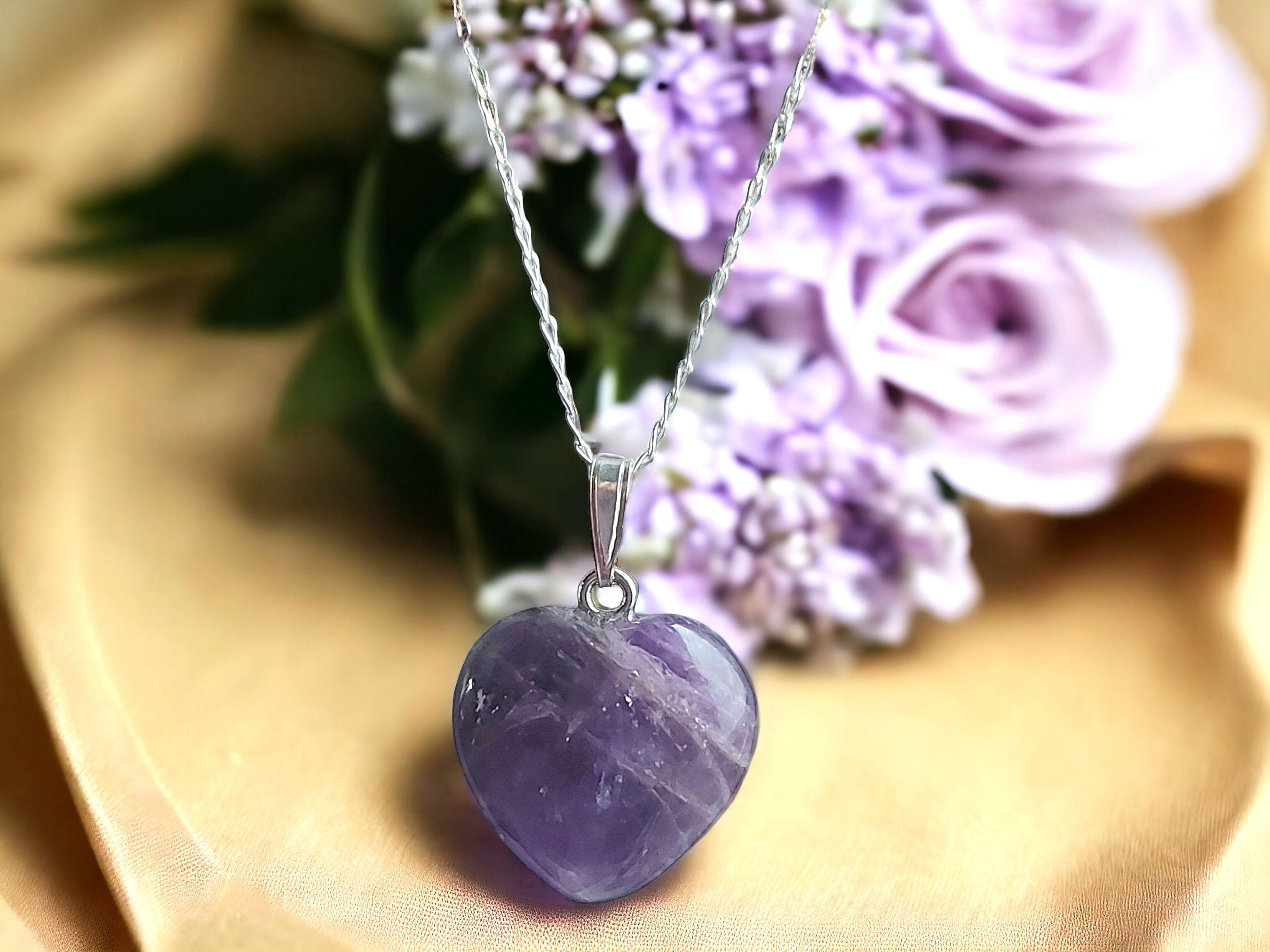 Small Rock Heart Pendant In Sterling Silver With Amethyst - Angela Davison - Goldsmith