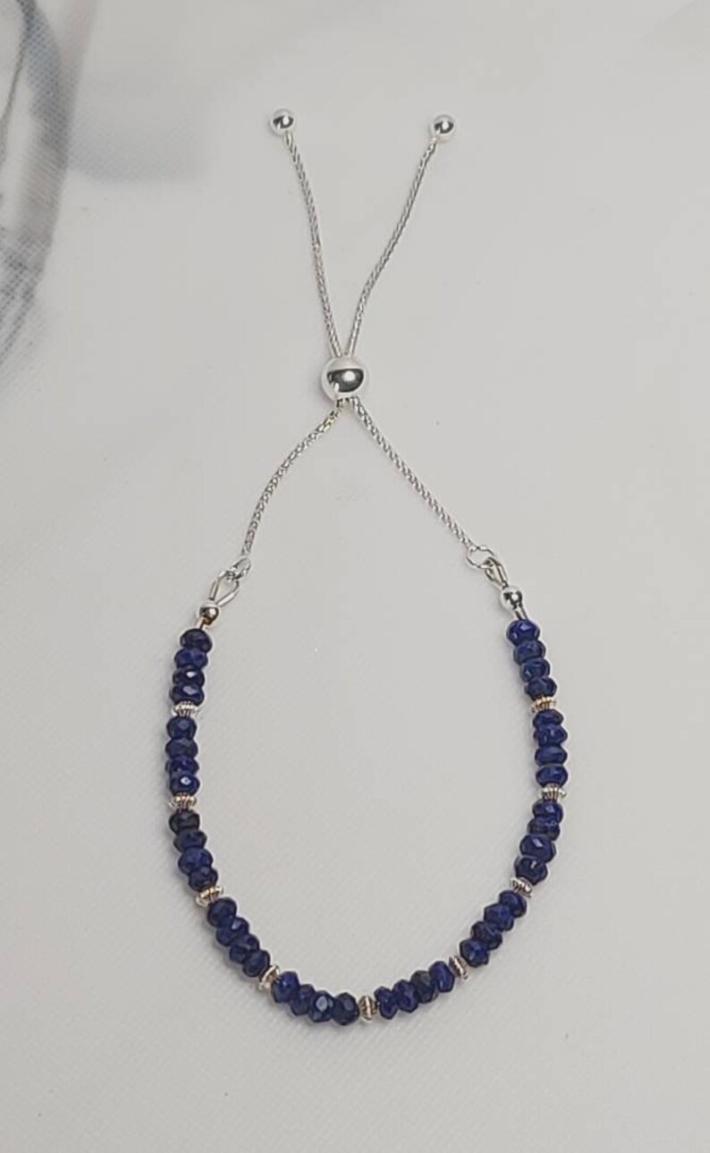 Bracelet coulissant réglable en lapis lazuli et argent sterling image 9