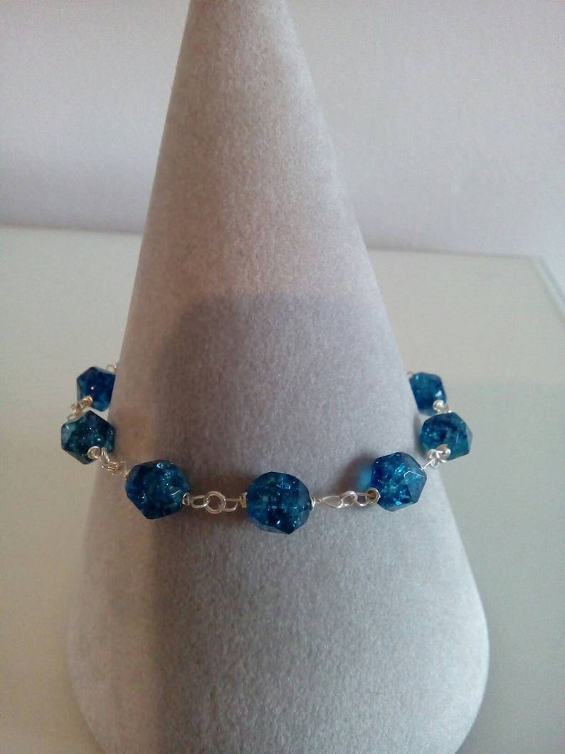 Teal Blue crystal and Sterling Silver Bracelet
