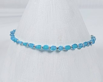 Bracelet coulissant réglable Paraiba en opale d'Éthiopie bleue et argent sterling