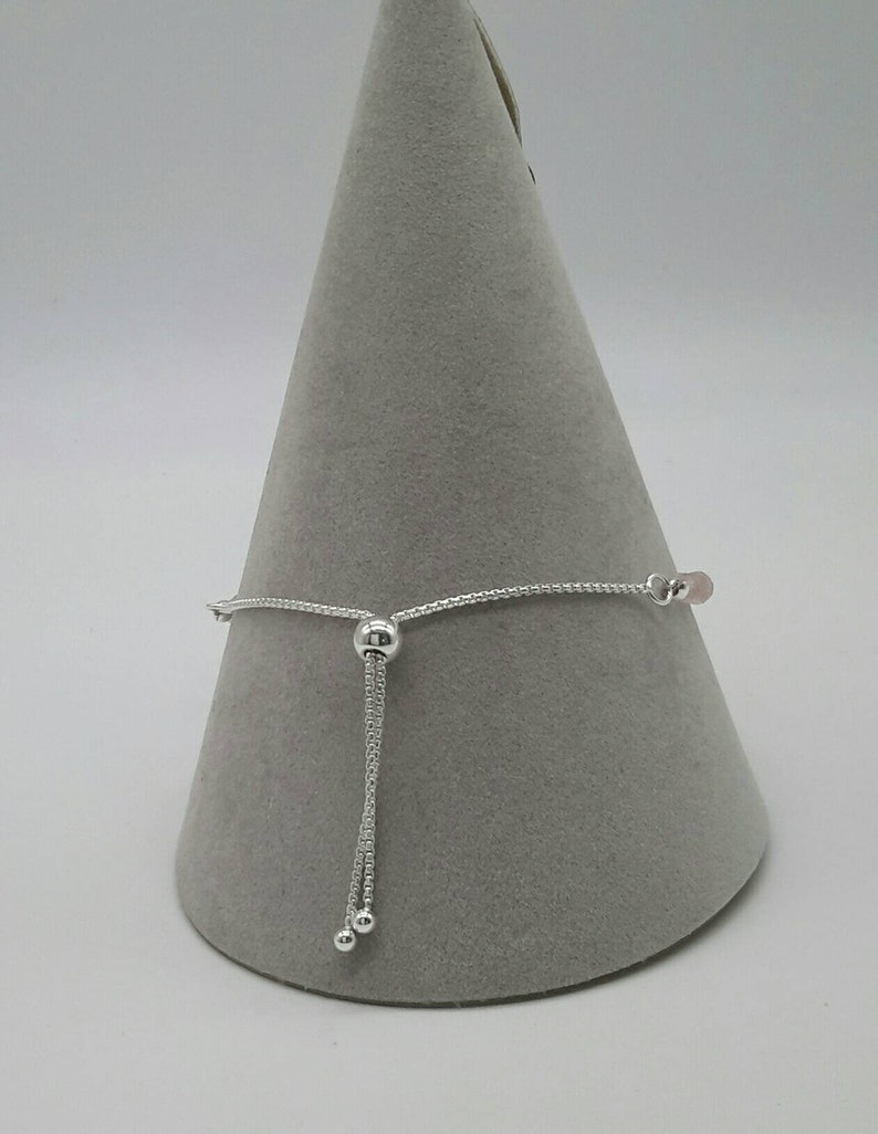 Baby Pink Rose Quartz and Sterling Silver Slider Bracelet