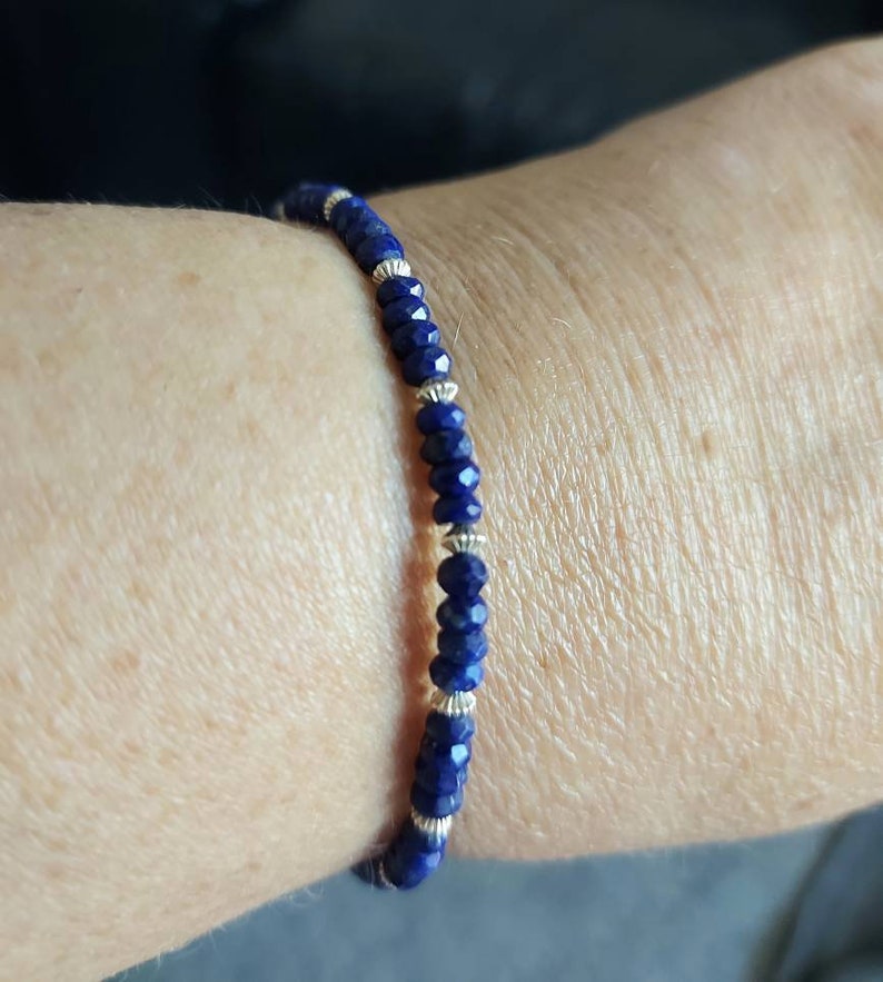 Bracelet coulissant réglable en lapis lazuli et argent sterling image 6