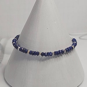 Bracelet coulissant réglable en lapis lazuli et argent sterling image 8