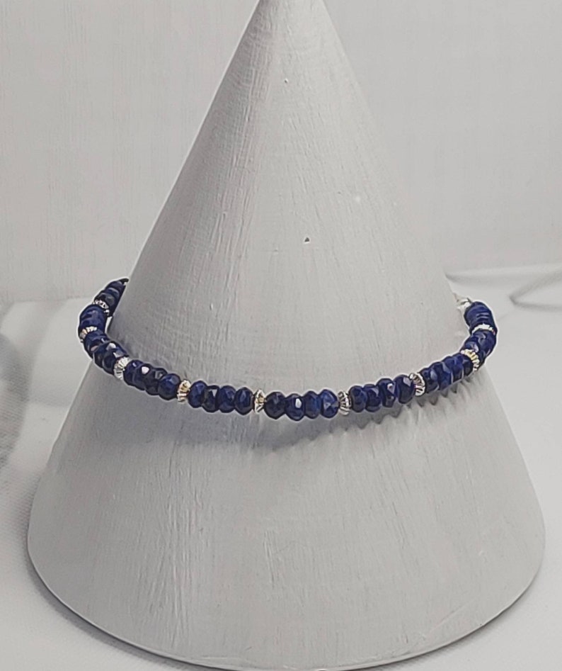 Bracelet coulissant réglable en lapis lazuli et argent sterling image 8