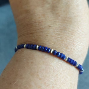 Bracelet coulissant réglable en lapis lazuli et argent sterling image 1