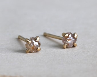 Very Dainty 14k Pink Rose Cut Diamond Studs