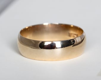 Wide 14k Band, Antique Yellow Gold Wedding Stacking Ring Dated 1929