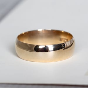 Wide 14k Band, Antique Yellow Gold Wedding Stacking Ring Dated 1929