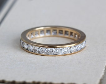 Vintage 14k & Diamond Eternity Band, Wedding Stacking Ring, Appraisal Included