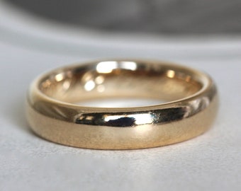 Antique 18k Wedding Band Engraved Date 1912, Heavy Yellow Gold Ring