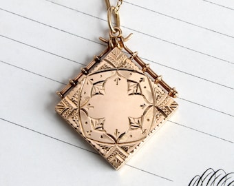 Antique 14k Gold Locket Necklace, Engravable