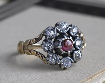 Georgian Rose Cut Diamond & Garnet Ring