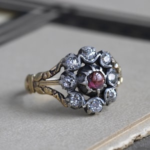Georgian Rose Cut Diamond & Garnet Ring