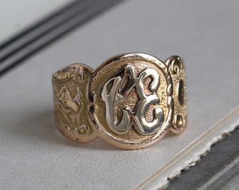 Antique 14k Masonic Signet Ring, Initials C.E.