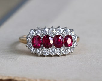 Antique 14k and Platinum Ruby & Diamond Ring, Natural No Heat Burmese Gemstone, Appraisal Included