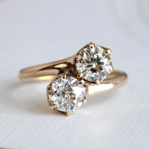 Antique Old European Cut Diamond Bypass Ring, 2ctw Appraisal Included