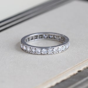 Antique Platinum Diamond Eternity Band, Wedding or Stacking Ring dated 1915