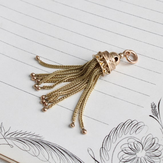 Victorian 10k Tassel Pendant Charm - image 2