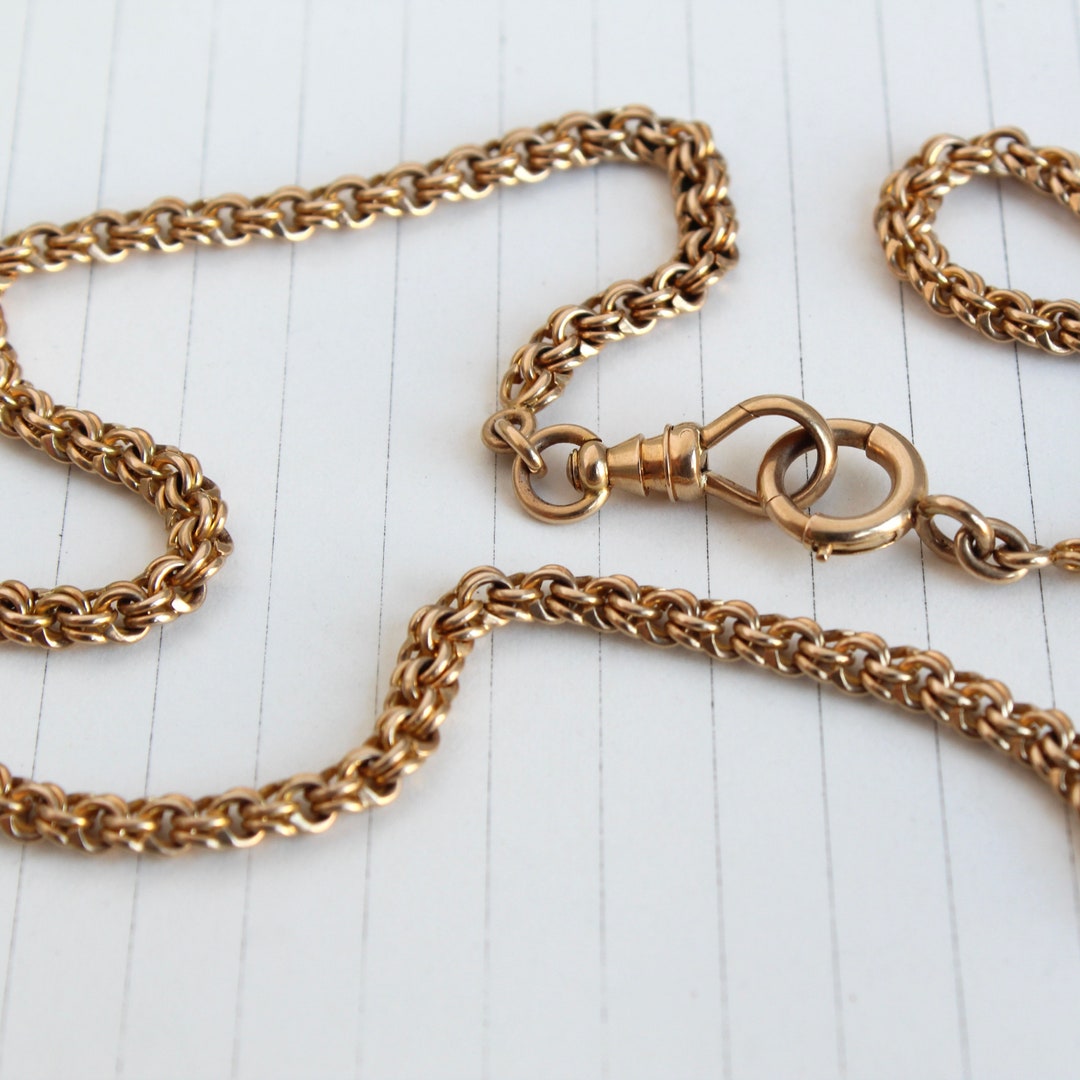 Antique 14k Curb Foxtail Link Chain Necklace Victorian Watch Etsy