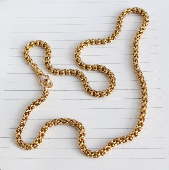 Victorian 14k Gold Chain Necklace, Antique Fancy R