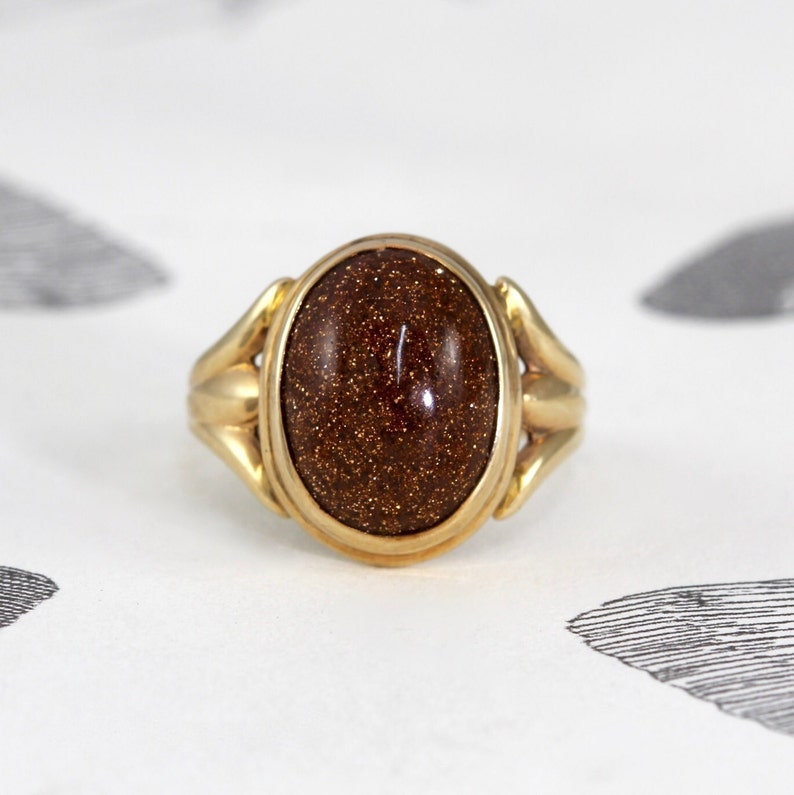 Antique Goldstone Ring Victorian 14k Yellow Gold Monkstone | Etsy