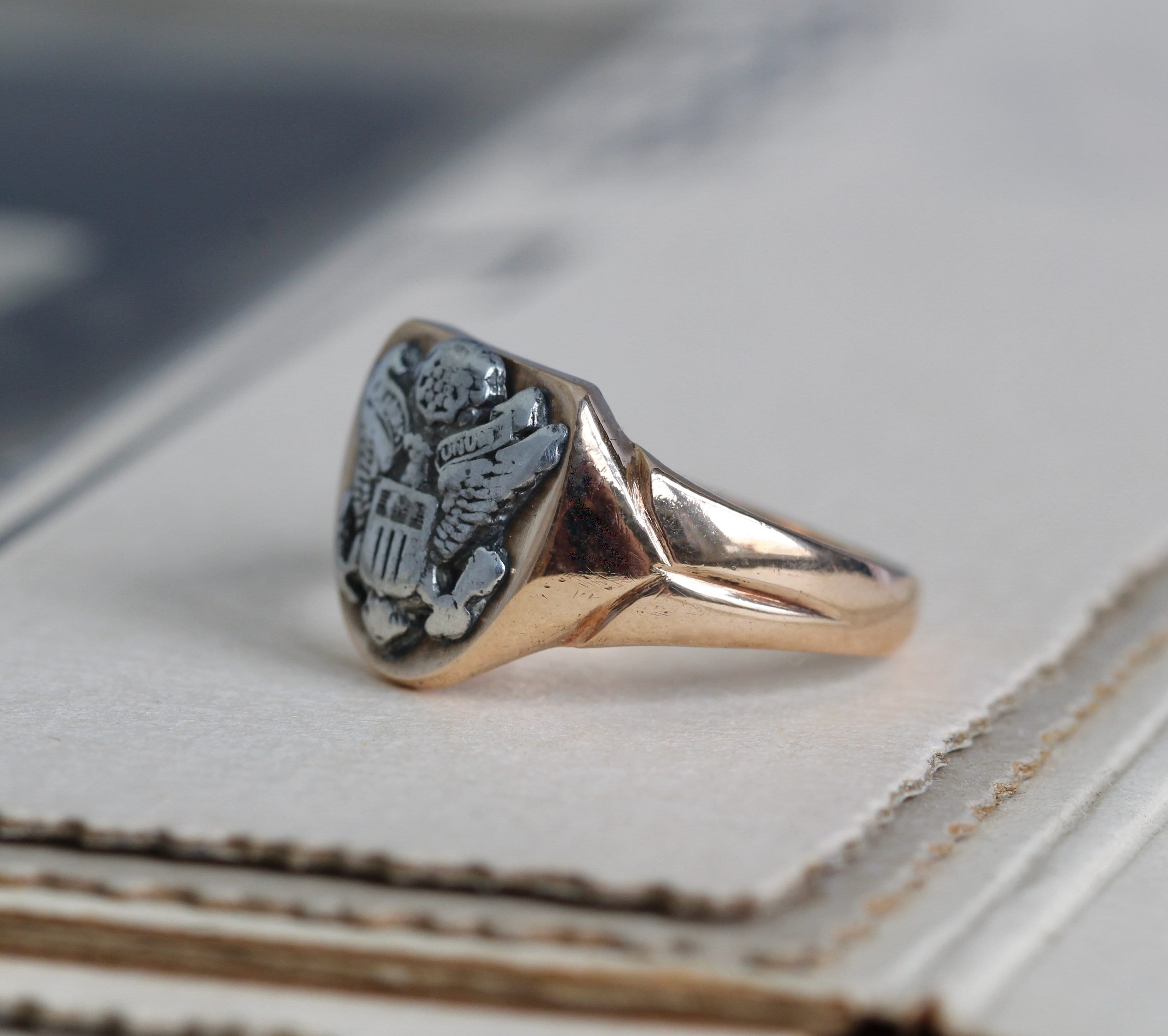 Vintage Womens Army Corps Ring WWII Era 14k Yellow Etsy