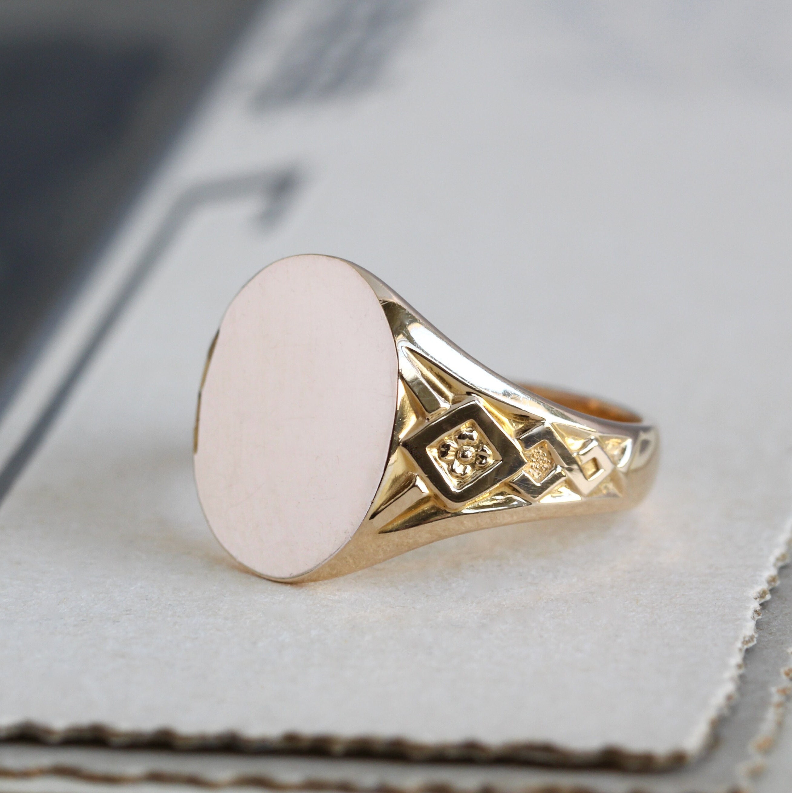 Vintage 14k Gold Signet Ring, Blank Mid Century Engravable Initial Monogram  Jewelry - Etsy