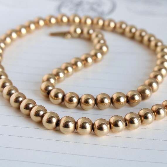 Antique 14k Gold Bead Ball Chain Choker 