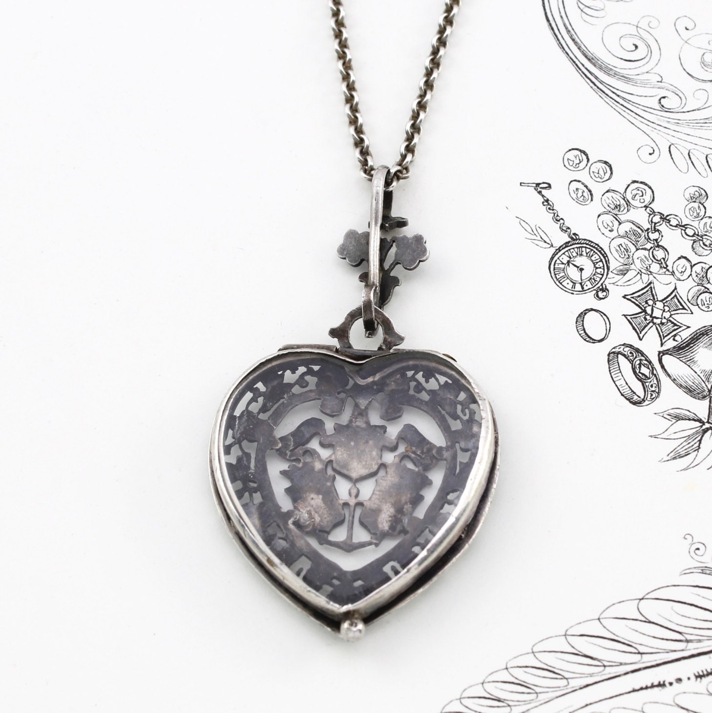 Sterling Silver 24 1mm Louisiana French Heritage Fleur De Lis Inside Of  Heart Pendant Necklace