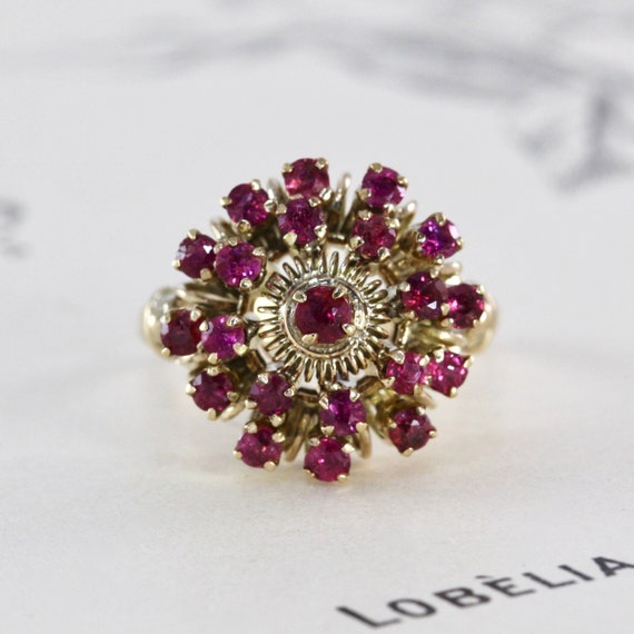 Vintage 14k Ruby Thai Princess Cocktail Ring Etsy