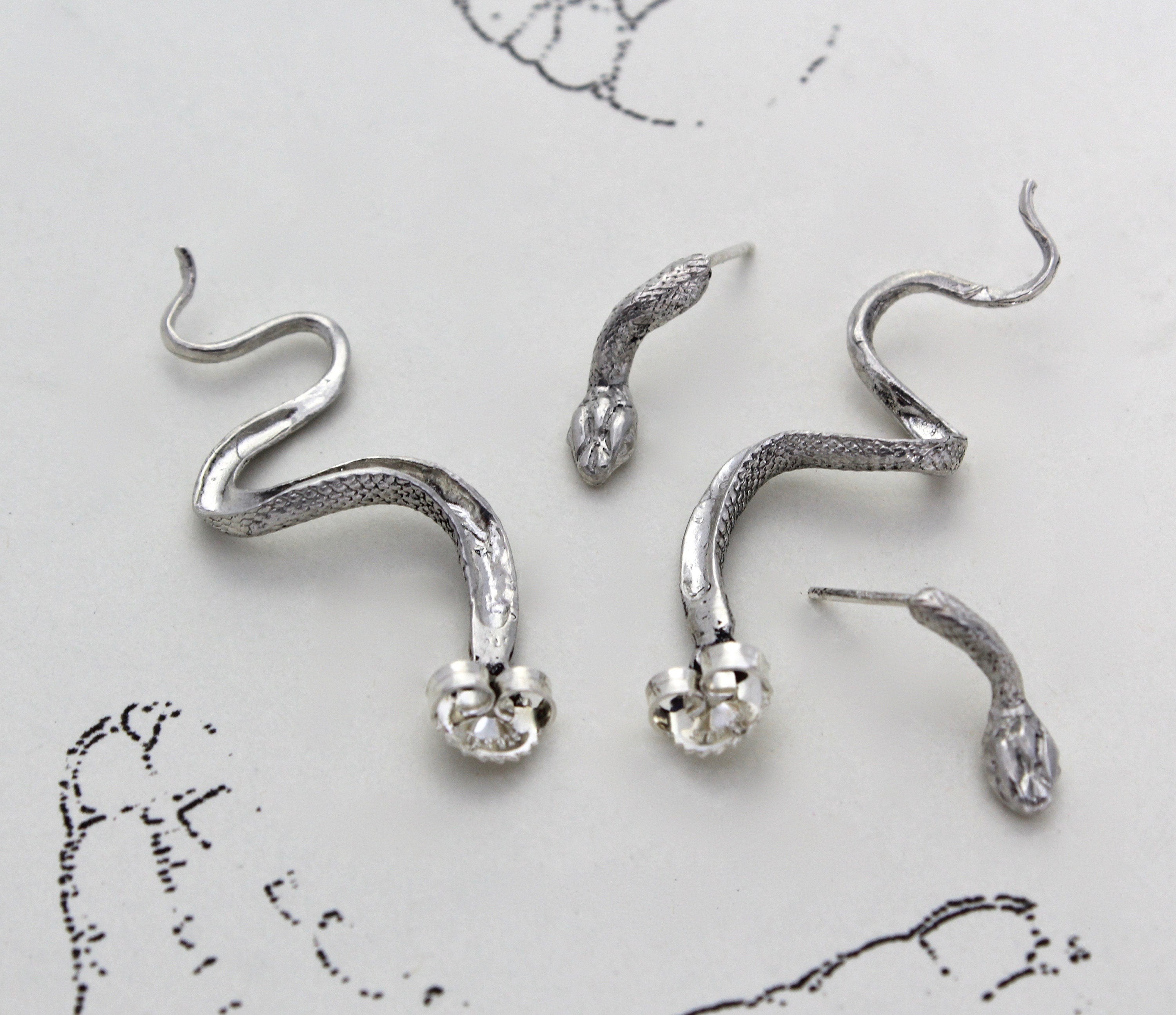 thepartof★silver 925 Snake Ribbon Earring Amazon.com: Pair of Real Rattlesnake Fang Earrings: Silver