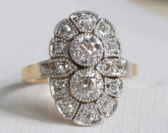 Antique 14k & Platinum Old Mine Cut Diamond Ring, Appraisal Included