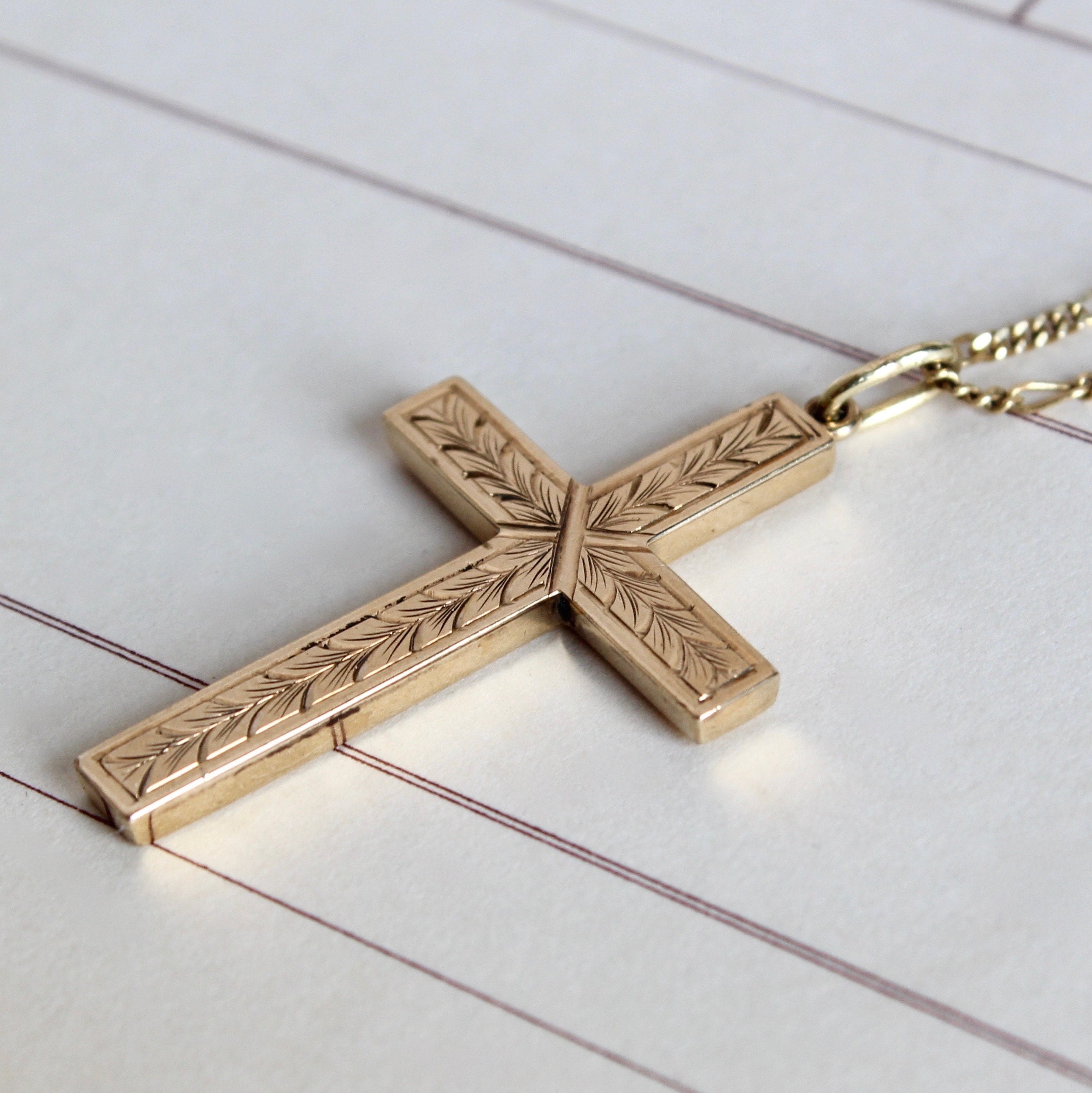 Vintage 10k Yellow Gold Cross Necklace - Etsy