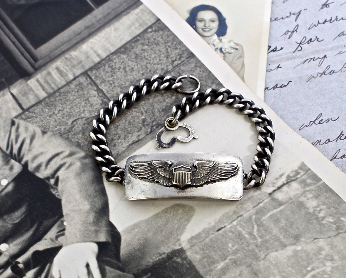 Vintage WWII Air Corps ID Bracelet Sterling Silver Etsy