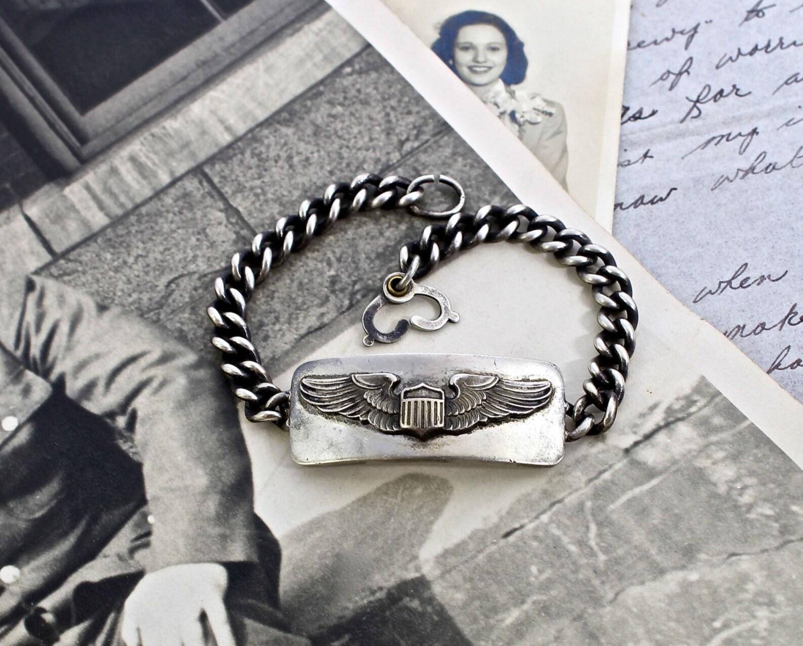 Vintage WWII Air Corps ID Bracelet Sterling Silver Etsy