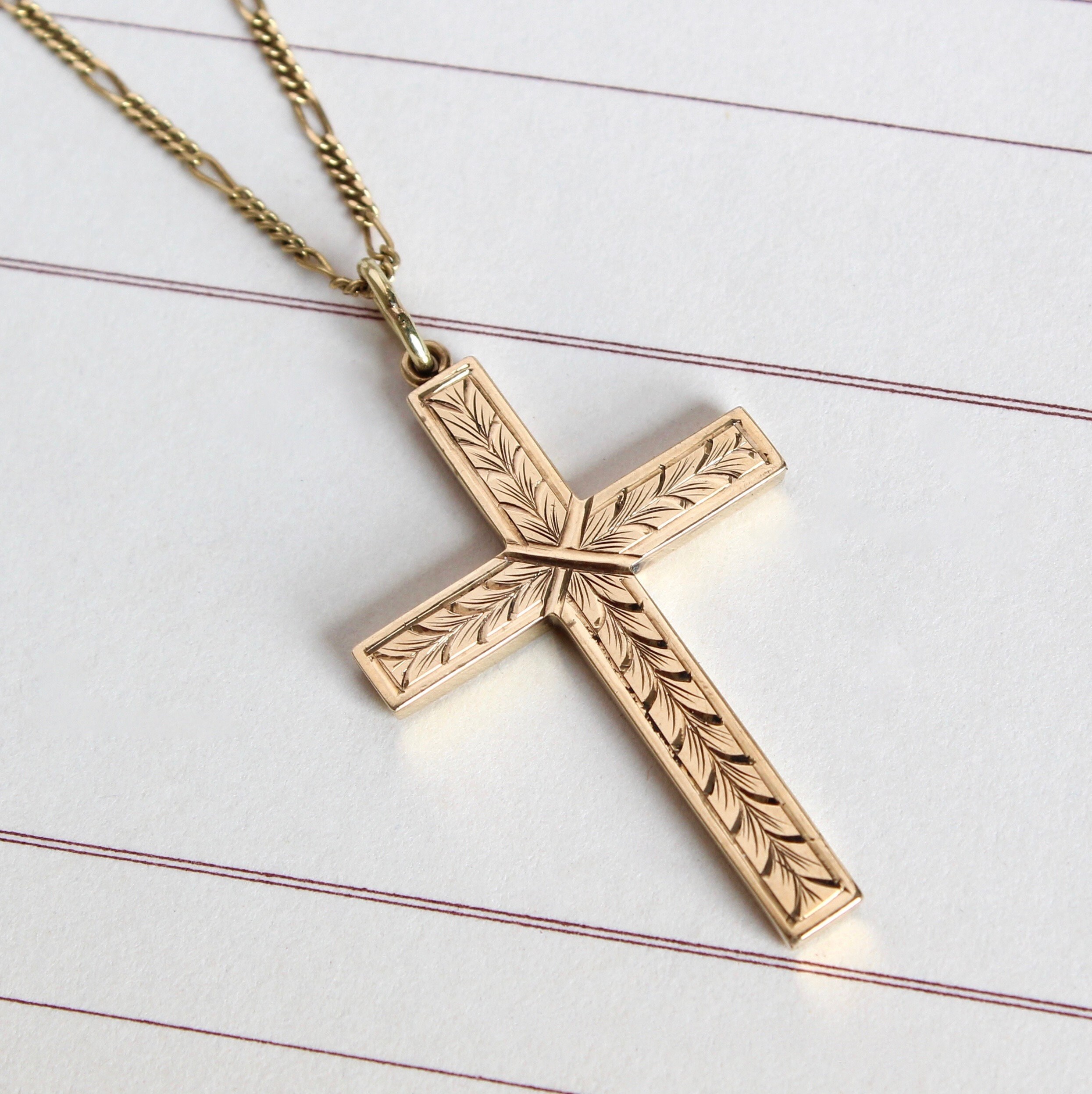 Vintage 10k Yellow Gold Cross Necklace 