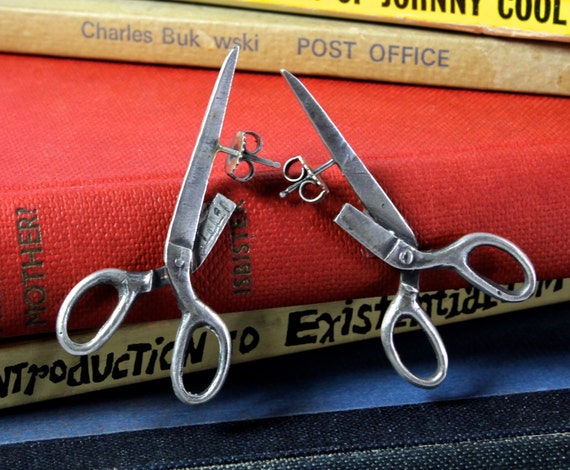Sterling silver hotsell scissor earrings