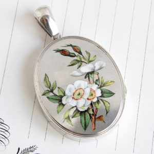 Victorian Sterling Silver & Enamel Roses Locket