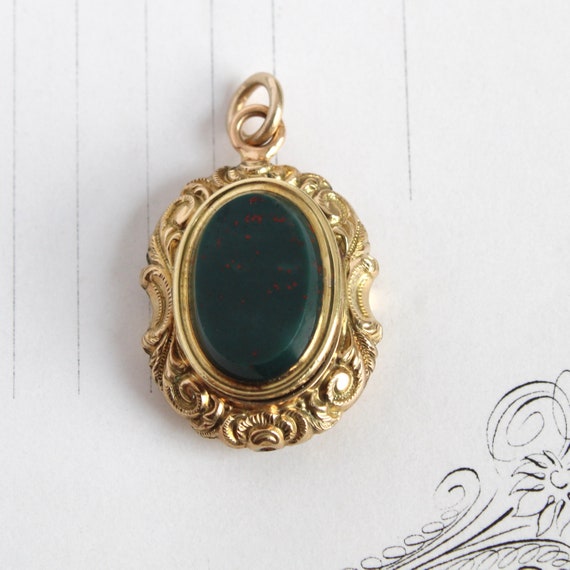 Antique 14k Locket With Bloodstone Etsy