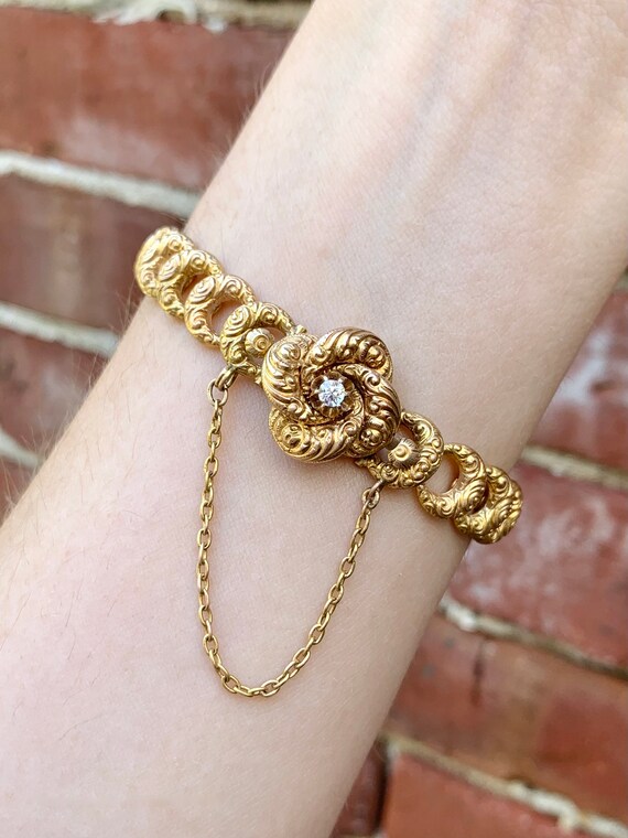 Victorian 14k Diamond Love Knot Bracelet Antique Gold Etsy