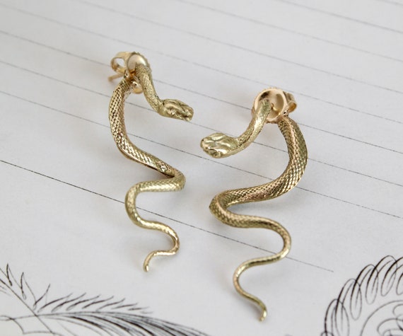 Real gold clearance snake earrings