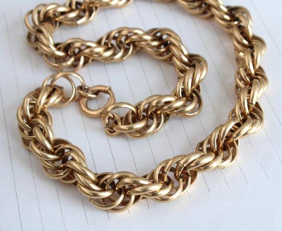Vintage Gold Filled Rope Chain Necklace 