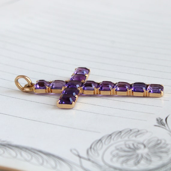 Antique Victorian 14k Amethyst Cross - image 6