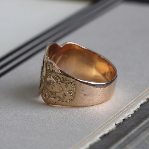 Antique 14k Masonic Signet Ring, Initials C.E. - image 4