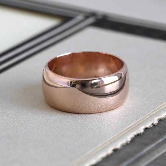 Vintage Wide 14k Rose Gold Band, Dated 1951 Weddi… - image 1