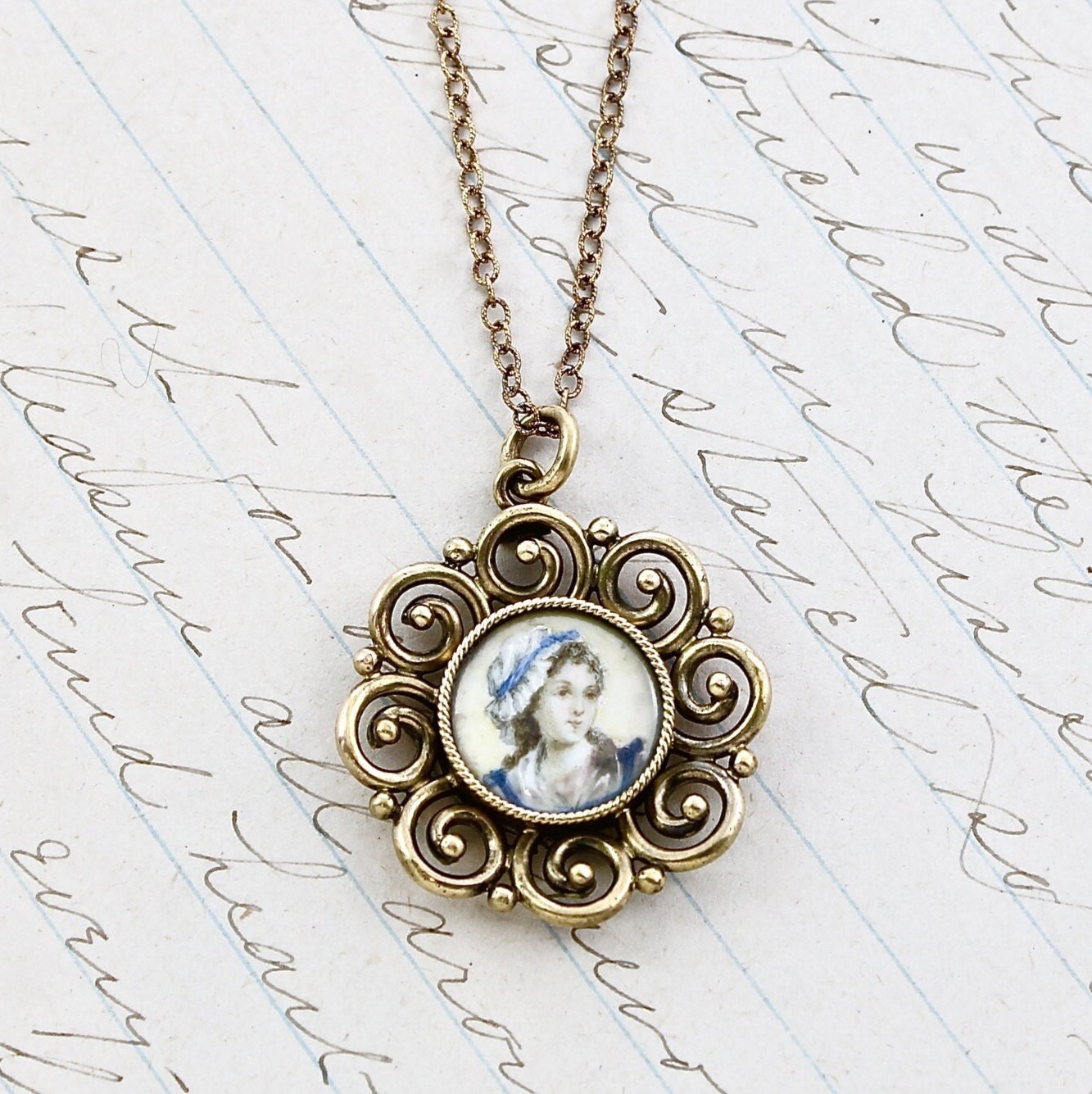 Vintage portrait necklace clearance
