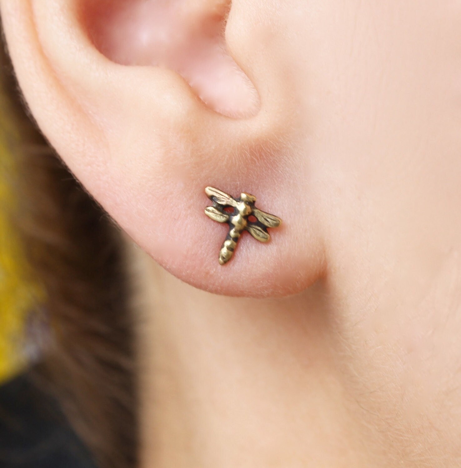 Buy Tiny 14k Gold Dragonfly Stud Earrings Online in India 