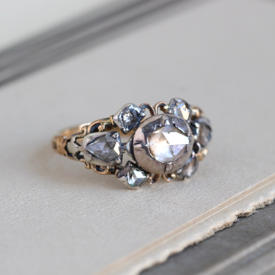 Antique 18k Georgian Style Rose Cut Diamond Ring - Etsy Australia